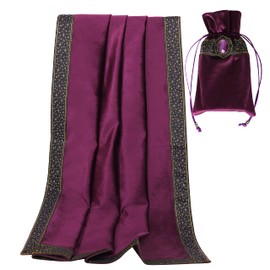 DOARLUO Altar Tarot Table Cloth - 25.6 x 25.6 Inch - Divination Wicca Velvet with Tarot Cards Bag Pouch (Purple)