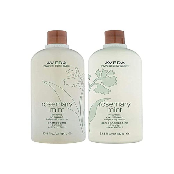 Aveda Mint Purifying Shampoo and Weightless Conditioner Duo Liter, Rosemary