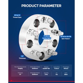 KAX 5x130 to 5x130 Wheel Spacers,1.5 inch 5 Lug Hub Centric Wheel Spacers fit for Q7, Touareg with M14x1.5 Studs 71.5mm Hub Bore,2Pcs