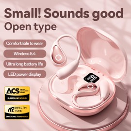 Wireless Earbuds for Women, Bluetooth Headphones with LED Display,Over Ear Earbuds with Ear Hooks, 36H Playtime Stereo HD Bass Sport Ear Buds with Touch Control, Fast Charging for Running, Gym(Pink)