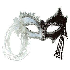 Bristol Novelty EM422 Mask with Tassels | Black/White | Pack of 1 Eye Headband, Womens, One Size