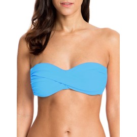 Ocean Blues Women's Sky Blue Bandeau Bikini Top Strapless Bathing Suit Tops Size Large