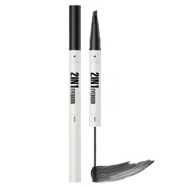Eyebrow Pencil with Eyebrow Gel,Dark Brown E-yebrow Pencil,2-In-1 E-yebrow Pen & Tinted Brow Gel,4 Fork Tip & Precise Brush-Tip for Fuller-Looking Defined Brows,Ey-ebrow P-encil,Ey-ebrow G-el,Black