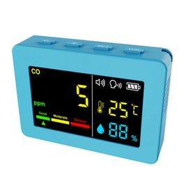 Portable Air Quality Meter 3in1 CO Temperature and Humidity Tester Color Screen Carbon Monoxide Detector with Voice Alarm and Electric Quantity Display Function