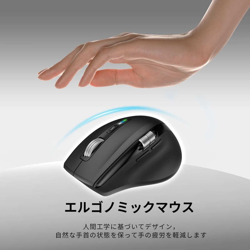 Bluetooth ワイヤレス マウス 高速スクロール サイドスクロール 4段階DPI マルチデバイス 切替簡単 人間工学 サイレント