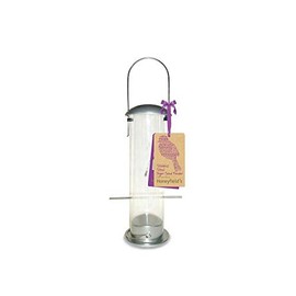 Honeyfields 71486797 Nyjer Wild Bird Hanging Feeder Brushed Stainless Steel Heavy Duty for Garden and Outdoor Use 32.5 x 15.5 x 15.5 cm