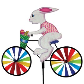 Bike Spinner Easter Bunny 20" – Springtime Rabbit Design, Weather-Resistant Outdoor Decor, Durable & Lightweight for Patios, Yards, and Gardens - Eye-Catching Wind Spinner with Rotating Wheels