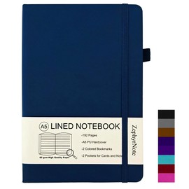 ZephyrNote Notebook A5 Lined Hardcover, Premium 80 GSM Paper, Journal Book with 192 Pages, Inner Pocket, Pen Loop, Elastic Strap, Faux Leather Cover, 14.5 x 21.3 cm (Rose Red)