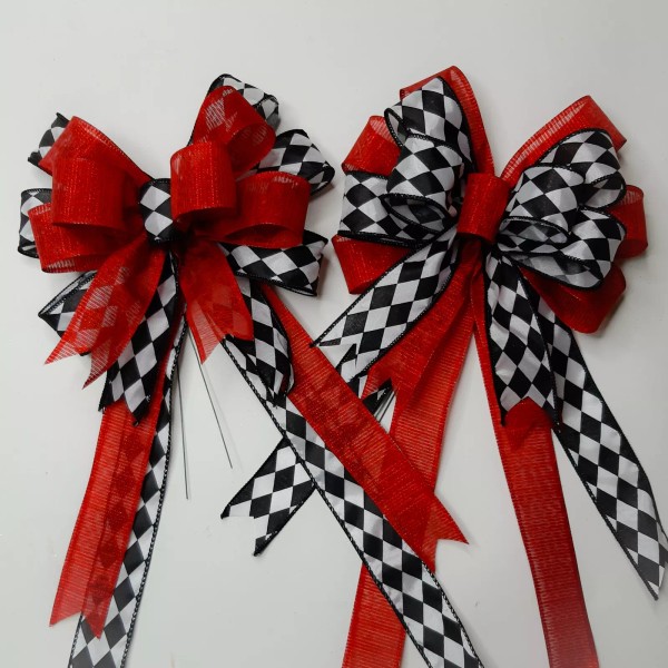 Tied by Hand Valentine's Day Bow, Semi Sheer Red, Harleqin
