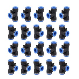 6mm Tee Pneumatic Fittings, 20 Pcs Air Line Fittings Connector, Plastic Push Quick Connect Couplings, Air Tool Accessories for Pipe Tube