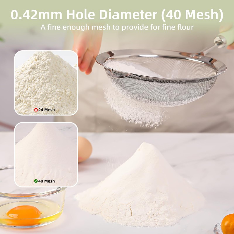 YENXIKU Stainless Steel Strainers Fine Mesh Sieve, Sifter for Baking,