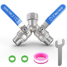 304 Stainless Steel Garden Hose Splitter 2 Way Heavy Duty, Full Flow Hose Y Splitter with Long Handle,Lead-free Y Valve Water Garden Hose Adapter,3/4" GHT Threads