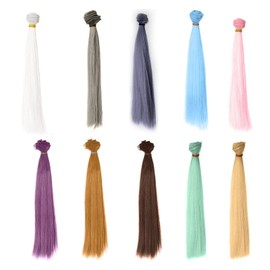 CMD OB SD BJD Doll Hair Gradient Wig 10 Colors 10pcs High Temperature Wire Curly Wig Doll Hair Yarn Fancy Dress Party (B)