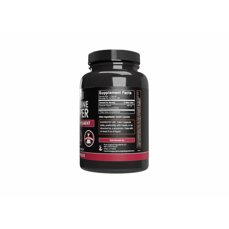 PURE ORIGINAL INGREDIENTS Cayenne Pepper (365 Capsules) No Magnesium Or