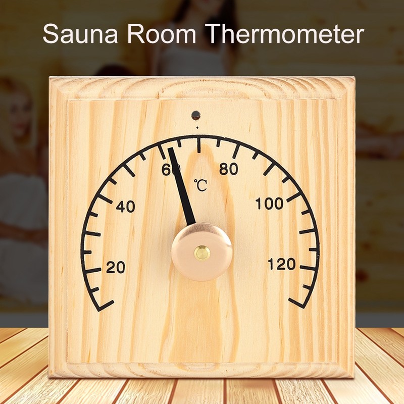 0~140℃ Wooden Thermometer Temperature Display for Sauna Room Wall Mounted