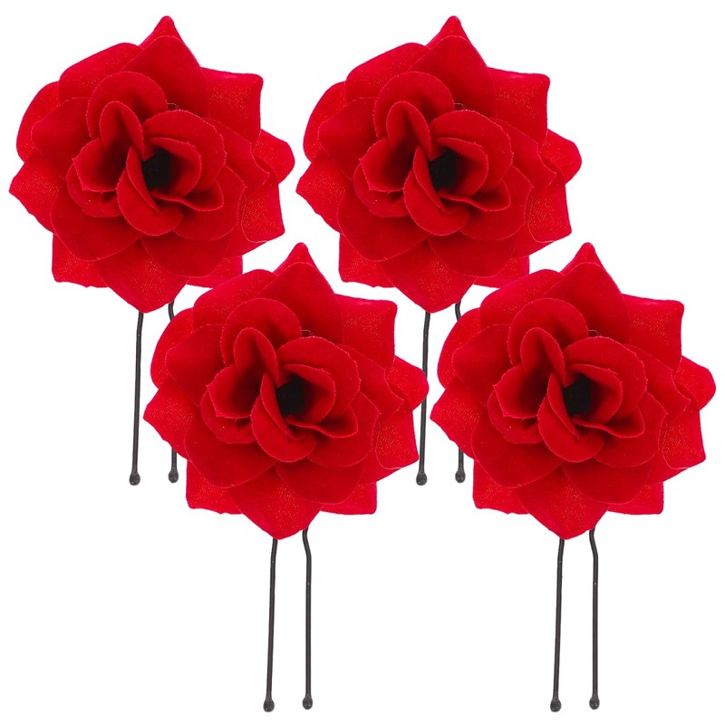 Artibetter Horquillas Rosa Roja Accesorios Para El Cabello 4 X