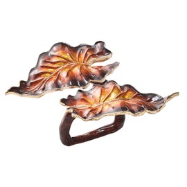 Kim Seybert Fern Napkin Ring in Brown & Gold, Set of 4