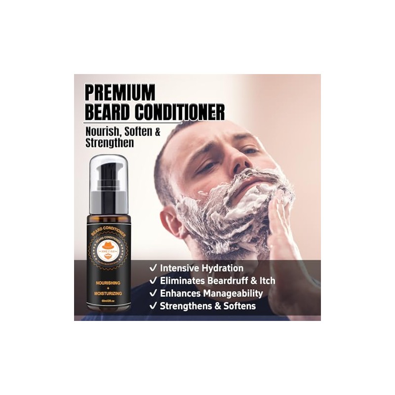 Actualizado barba Grooming Kit w / acondicionador de barba, aceite