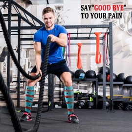 Calcetines de compresión de 15 a 20 mmHg es el mejor atlético para hombres y mujeres, correr, vuelo, viajes, enfermeras embarazadas, 16 (8 pares) verde/negro/azul/negro/rojo/negro/amarillo, L-XL