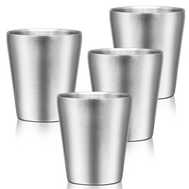 Offiper - Vasos de metal aislados de 10 onzas, paquete de 4 vasos de agua apilables irrompibles de doble pared, aislados al aspiradora, vasos de acero inoxidable, vasos de alta calidad, para viajes,