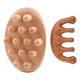 Jaeskeclip 2pcs Massage Brush,Lymphatic Drainage,Wood Massage Tools Gua Sha Body Shaping Relaxation Wooden Massage Tool Set