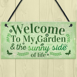RED OCEAN Welcome To My Garden Plaque Outdoor Shed Summer House Sign Novelty Chic Decor Friendship Gift