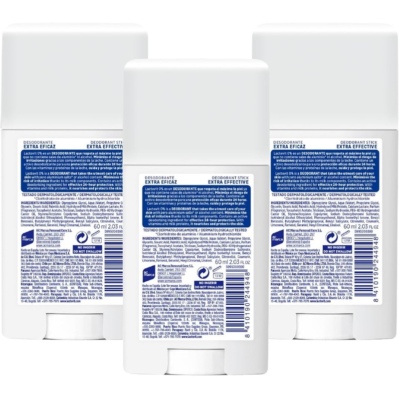 Desodorante barra Lactovit Original 3x60 ml – 24 h de