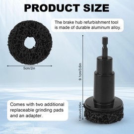 Fukaisu Wheel Hub Cleaning Tool, Brake Stud Cleaner Kit Fits 1/2" Impact Wrench Includes 2 Pads and 1 Adapter Ideal for Car Truck Maintenance (Black)