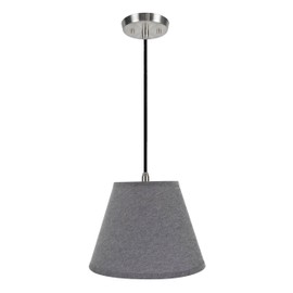 Aspen Creative, Grey, 72625-11 Hanging Ceiling One Pendant Light with Transitional Hardback Empire Fabric Lamp Shade, 12" Width