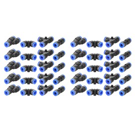 Plastic Quick Fitting, 40 Pcs Air Push Quick Fittings 1/4 Inch Air Hose Pneumatic Push Connector 4 Shape for Quick Connection of Air Piping, Pneumatic Tools