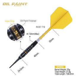 CUESOUL Spokes 20g Soft Tip 90% Tungsten Dart Set with Oil Paint and Unifying Rust T19 Flight