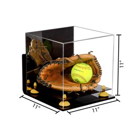 Better Display Cases Versatile Acrylic Display Case - Medium Square Box with Mirror, Wall Mount and Yellow Risers 11" x 11" x 11" (A001-YR)