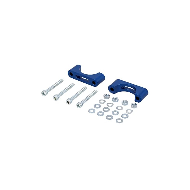 Set of CNC Mudguard Clamps Blue Anodised for Disc Brake