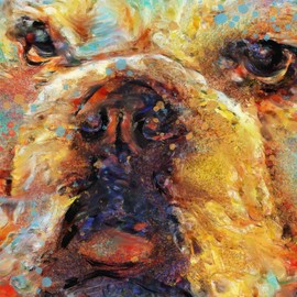 English Bulldog Dog Wall Art Decor, British Bulldog Dog Memorial, Abstract Dog Picture Gift Choice of Sizes Hand Signed by Dog Portrait Artist Oscar Jetson. (a4)
