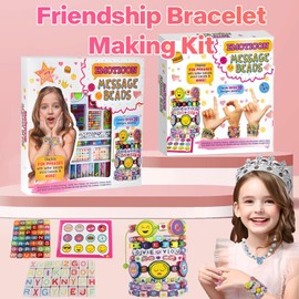 DIY Crafts Gifts for Girls Beading Kits,Friendship Bracelet Making Kit,Charm Jewelry Making Supplies with Letter Beads,Christmas Easter Birthday Gift for Girls Ages 4 5 6 7 8 9 10 Year Old