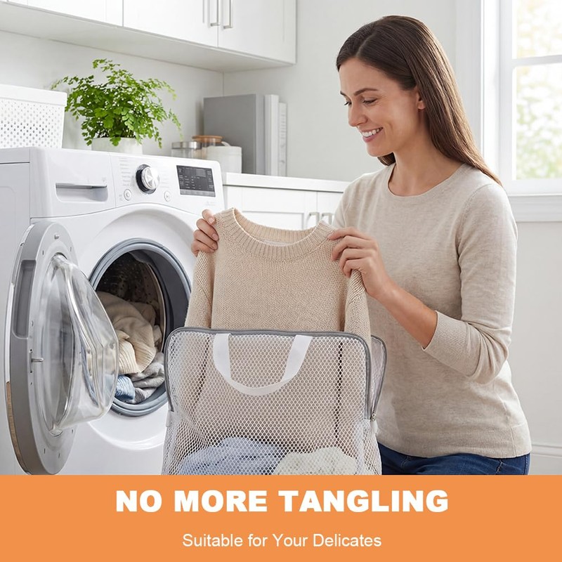 3Pcs Hanging Laundry Bags with S Hooks, 3 Different Size,
