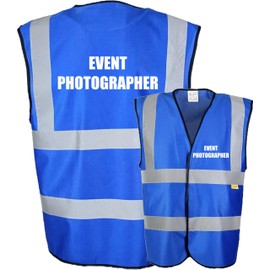 BLUE Hi Vis vest EVENT PHOTOGRAPHER Vest Waistcoat Safety Vest Medium