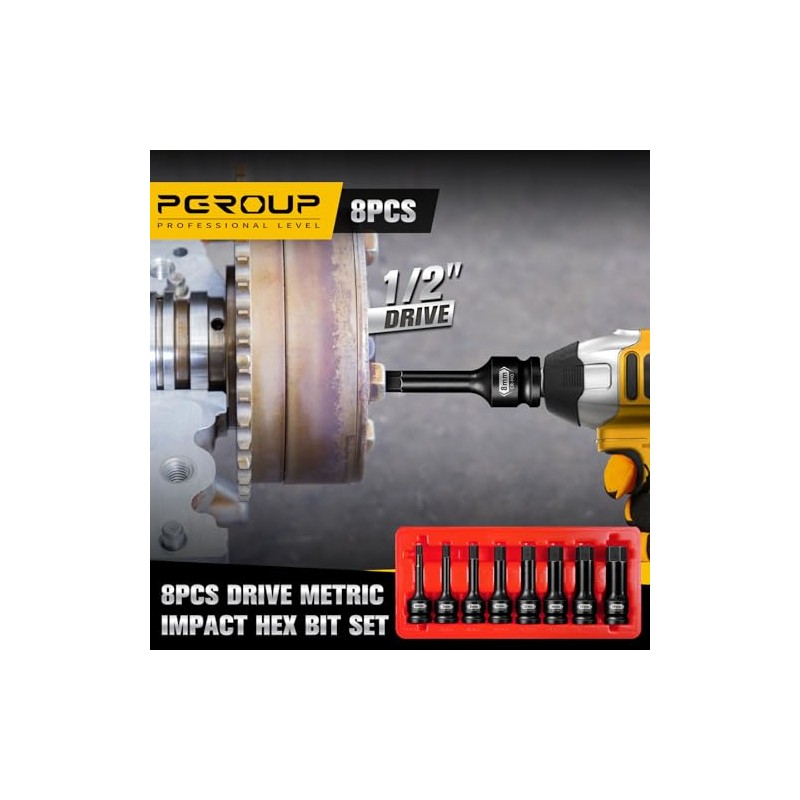 8 PCS 1/2 Inch Drive Allen Impact Socket Set, Metric