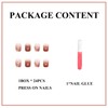 MERVF Square Press on Nails Short Fake Nails Red Brown