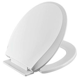 Heavy Duty Round Front Slow Close Toilet Seat Cover with Hassle-Free Installation Kit, Easy Clean Hinges, Quiet Close Seat for American Standard, Kohler, Toto Toilet, White