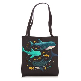 Whale Sharks Colorful Cute Cosmic Galaxy Girl Women Tote Bag