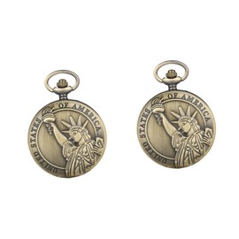 Gatuida 2pcs Statue of Liberty Pocket Watch Men Nacklace Pocket Watches Mechanical Pocket Watches Ancient Greek Pocket Watch Alloy Pocket Watches Chained Alloy Material Miss