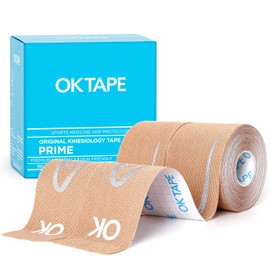 OK TAPE Synthetic Kinesiology Tape Prime, Breathable Sports Athletic Tape for Joint & Muscle Pain, Latex Free and Water Resistance, 2 Roll, 2in×16.4ft-Beige