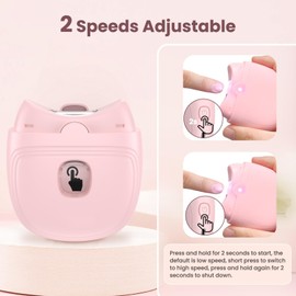 Electric Nail Clipper, Automatic Nail Clipper with 2 Adjustable Speeds, Nail Clippers with LED Light and Chip Storage Box, Electric Nail Trimmer Suitable for Children, Adults, and Elderly (Pink)