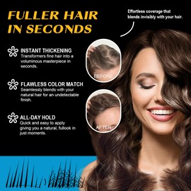 Hair Fibres for Thinning Hair, Natural Keratin Hair Fibres for men & Women for Instant Result, Concealer for Thicker, Fuller Hair, Undetectable & Secure, Premium Long-Lasting Hold (Grey)