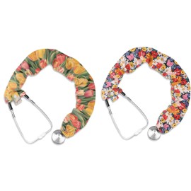 Uorisanigo 2 Pack Stethoscope Cover Tulip Stretchy Stethoscope Cover Scrunchie with Button and Tube Stethoscope Covers for Hospital Doctors Women Easter Decor