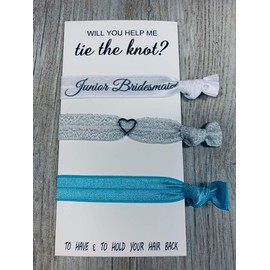 Infinity Collection Junior Bridesmaid Hair Ties (Turquoise)- 3pcs Set Will You Help Me To Tie The Knot? Bridesmaid Hair Accessories. Bridesmaid Elastic Hair Ties To Have & To Hold Your Hair Back.