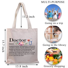 PLITI Doctor Gift for Women Doctor Definition Tote Bag Doctor Thank You Gift Doctor Graduation Gift Doctor Retirement Gift (Doctor noun TGU)