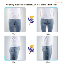 No Show Women Stretch Belt Invisible Elastic Web Strap Belt with Flat Buckle for Jeans Pants Dresses JASGOOD(I-Black+Coffee, Suit for US Size 16+)