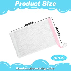 Piriuuo 8 Pcs Soap Bags, Mesh Foaming Soap Bar Bag with Drawstring for Bath Shower (Assorted Colors)